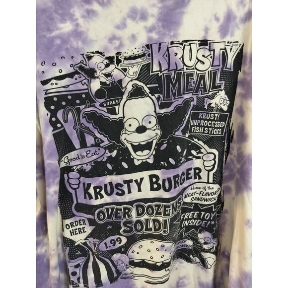 M537) H&M Krusty the Clown Simpsons Relaxed Fit Tie Dye Short Sleeve Shirt Sz M - Picture 3 of 6